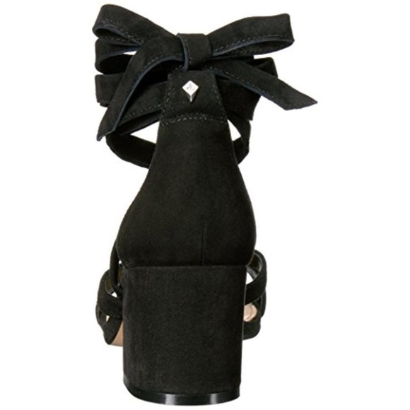 Sam Edelman black suede block heel wrap ankle heels size 7.5 - Picture 3 of 6